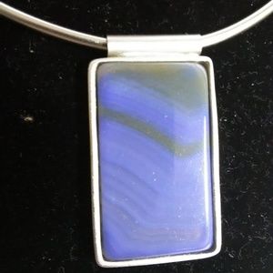 LAST ONE! Blue Lace Agate Rigid Choker Necklace
